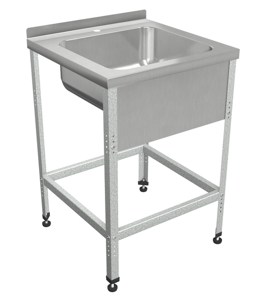 Ванна моечная цельнотянутая ВМЦб1 600/6, 600х600х860 мм, с бортом и отверстием