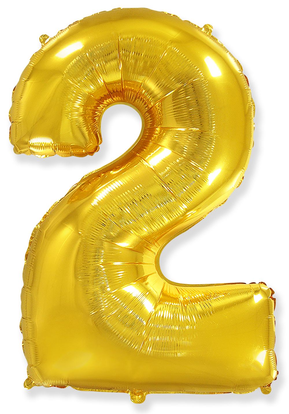 Шар (40"/102 см) Цифра, 2, Золото, в упаковке