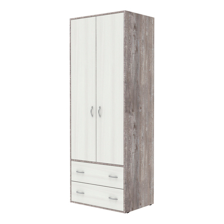 Шкаф 2-х створчатый КарИВи Милана Бетон Белое Дерево