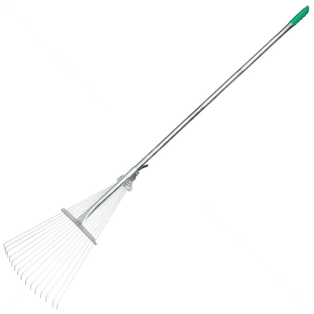 Грабли веерные 15 зубьев проволочные с черенком и металлическим фиксатором