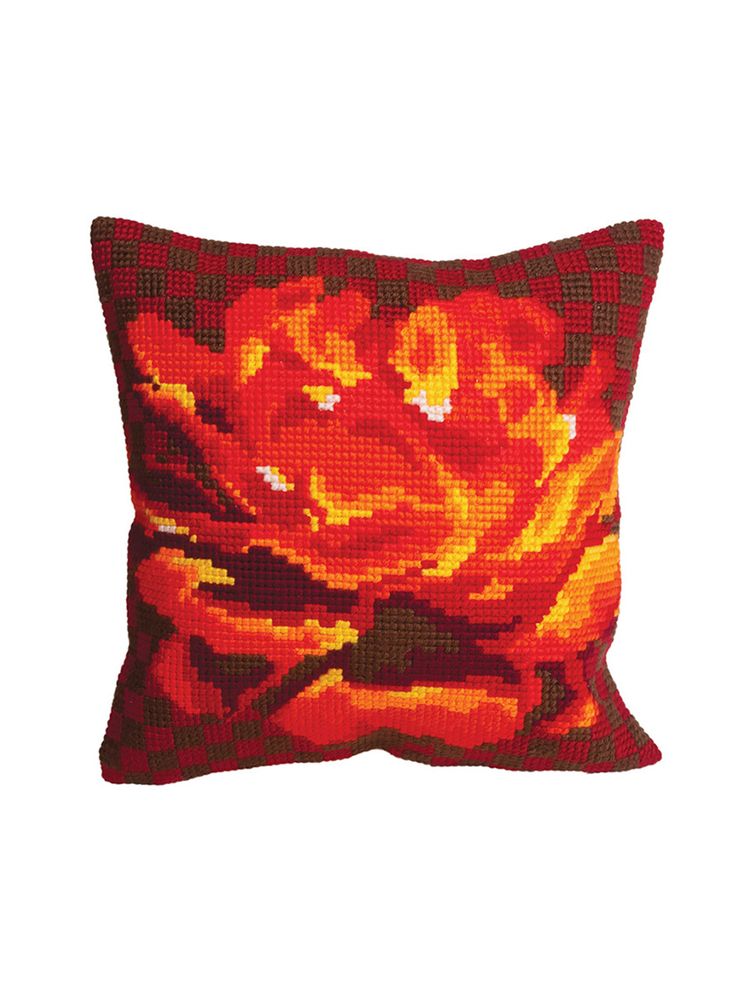 Подушка для вышивания Collection D’Art  &quot;Оранжевая роза&quot;