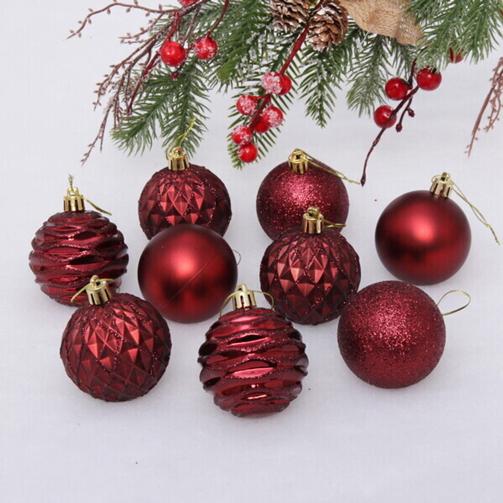 Набор шаров «Diamond shine» 6 см (9 предметов), рубин