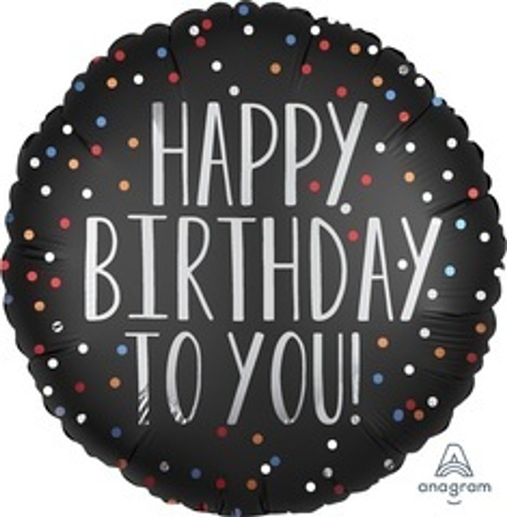 A 18" Круг Happy Birthday to you Конфетти Сатин