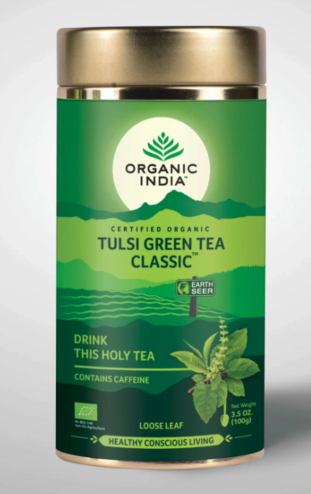 Чай в банке органический Зеленый Туласи Tulsi Green Tea Organic India