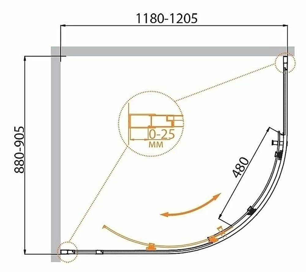 Душевой уголок Cezares Molveno 120x90 MOLVENO-RH-1-120/90-C-Cr-IV стекло прозрачное/профиль хром