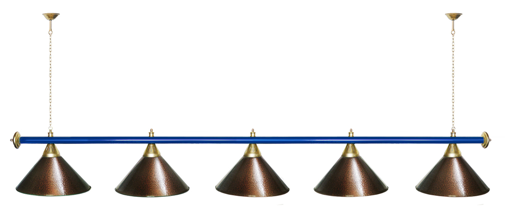 Лампа STARTBILLIARDS 5 пл. (плафоны зеленые,штанга золотая,фурнитура золото)