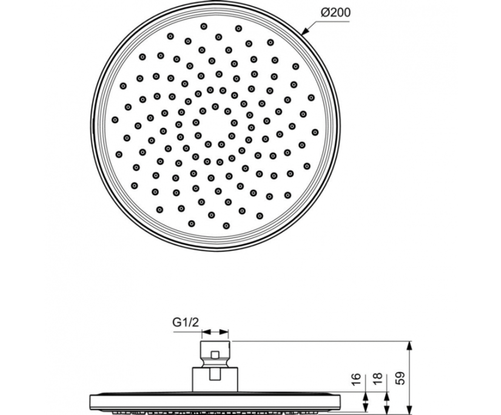 Верхний душ 200мм IDEALRAIN IDEAL STANDARD, черный матовый