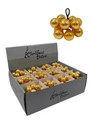Гроздь стеклянных шаров Ягодный хоровод 2 см., 10 шт., глянец, золото, Christmas DeLuxe (13861)
