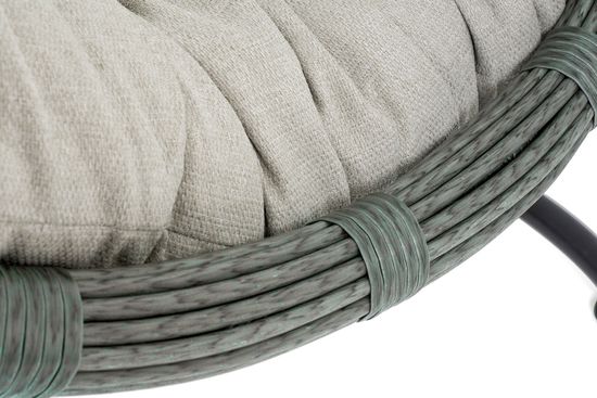 "Венеция" подвесное кресло-кокон из искусственного ротанга, цвет серый с бежевой подушкой