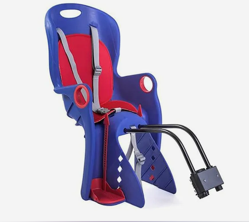 Кресло детское BQ задн., крепление на багажник/за подседельную трубу, max 22кг, регулировка ног по высоте, пластик, синее (4)