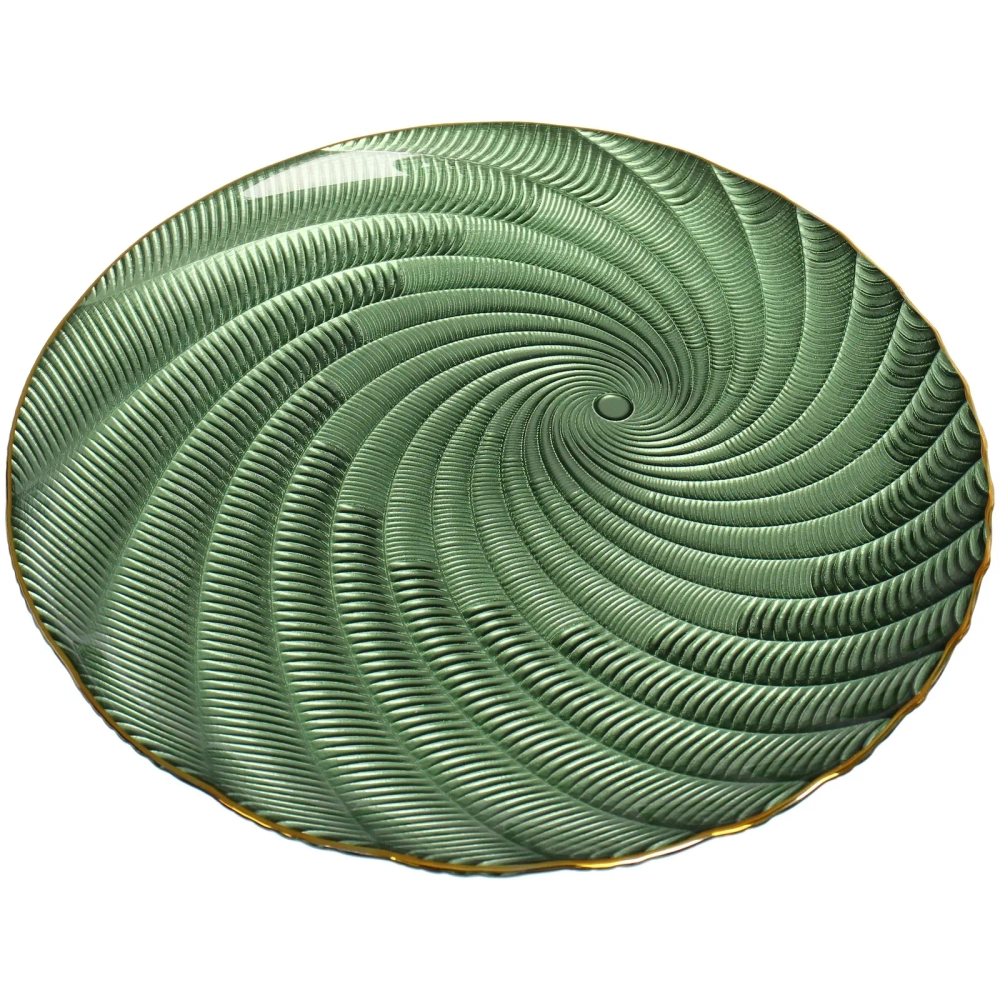 Тарелка стеклянная «Фьюжн» 27см изумрудный перламутр