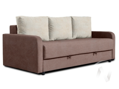 Диван прямой НЕО-1 (БД) подушки Salute 15 (серо-бежевый) посадка Salute 03 (коричнеый)