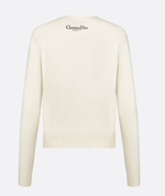 Женский свитер Dior Souvenir Embroidered Sweater из белого кашемира 100% с многоцветной вышивкой «Portofino» — весна‑лето 2025