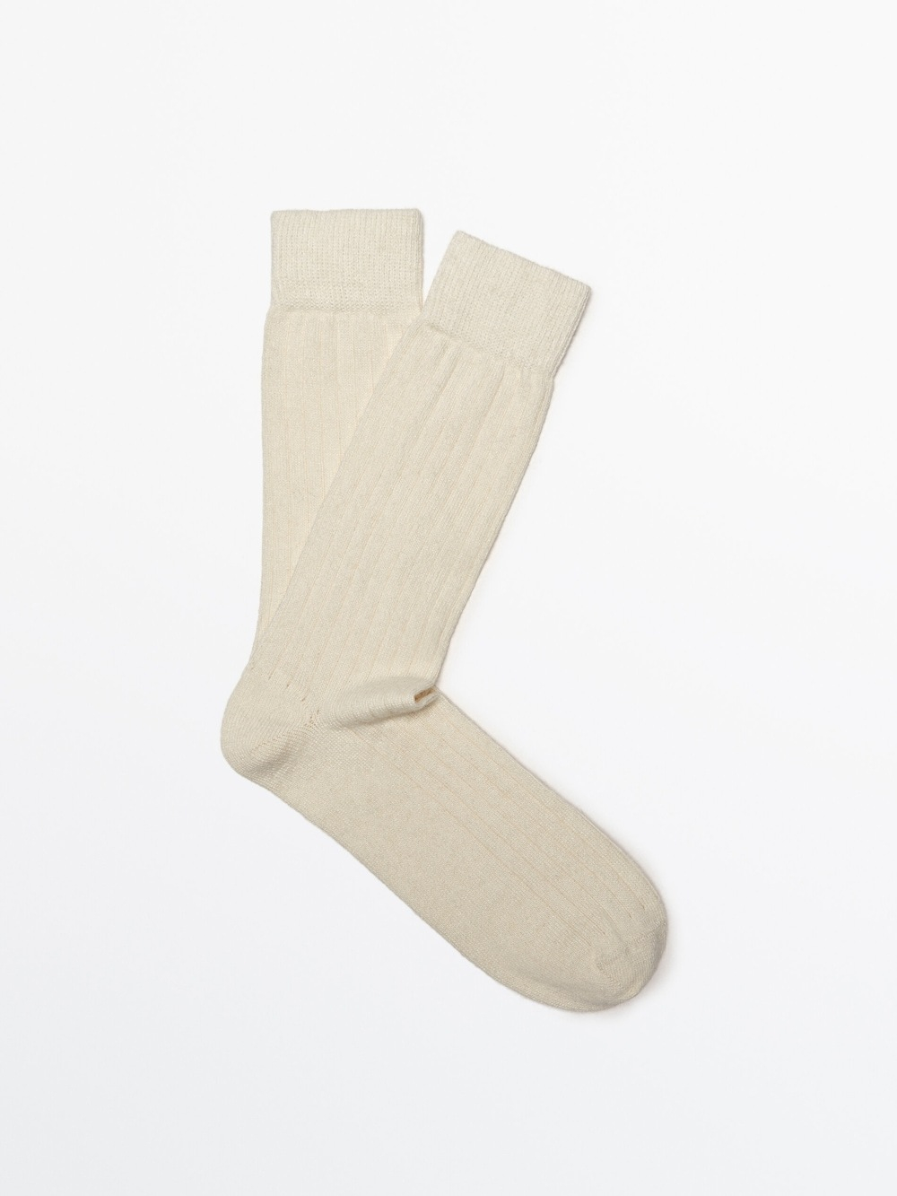 Massimo Dutti Высокие носки в рубчик, экрю