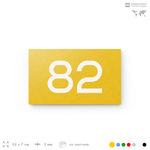 Табличка с номером 82 на дверь квартиры, для офиса, кабинета, аудитории, склада, желтая 120х70 мм, Айдентика Технолоджи