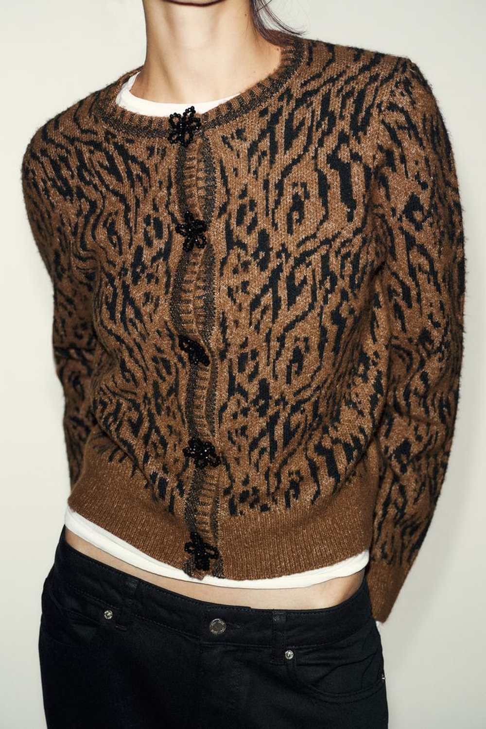 ZARAЖАККАРДОВЫЙ КАРДИГАН С АНИМАЛИСТИЧЕСКИМ УЗОРОМ, РАЗНОЦВЕТНЫЙ