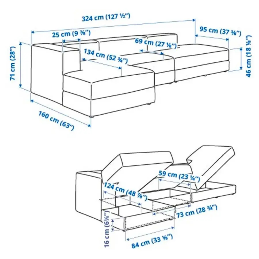 Угловой диван - IKEA JÄTTEBO/JATTEBO/ЯТТЕБО ИКЕА, 71х160х324 см, серый