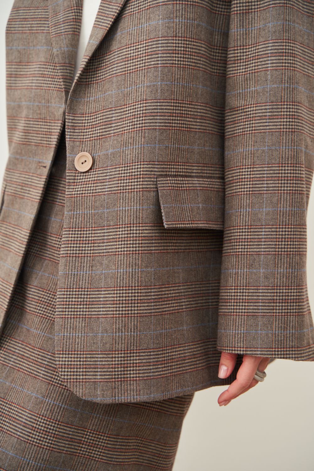 ПИДЖАК В КЛЕТКУ СЕРО-БЕЖЕВЫЙ|ОРАНЖЕВЫЙ