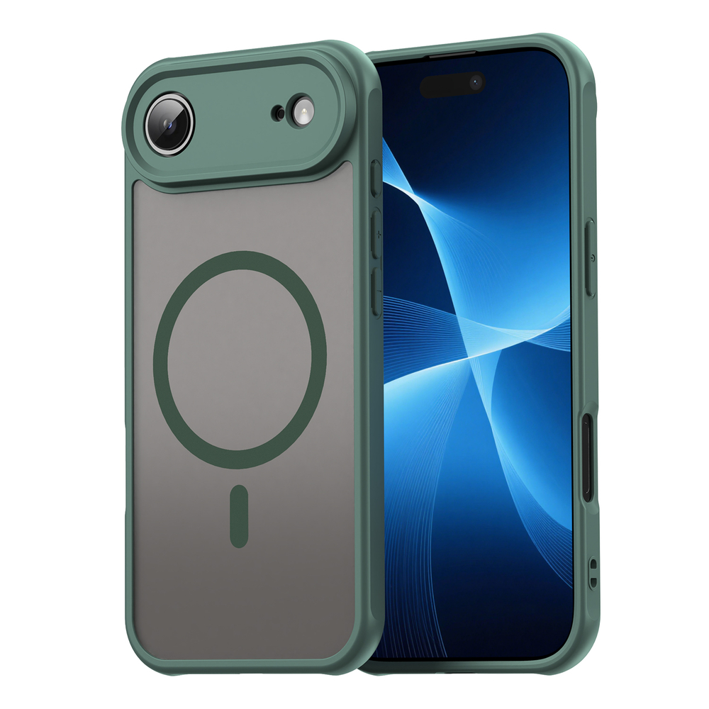 Полупрозрачный матовый чехол с MagSafe для iPhone Air, боковые рамки зеленого цвета