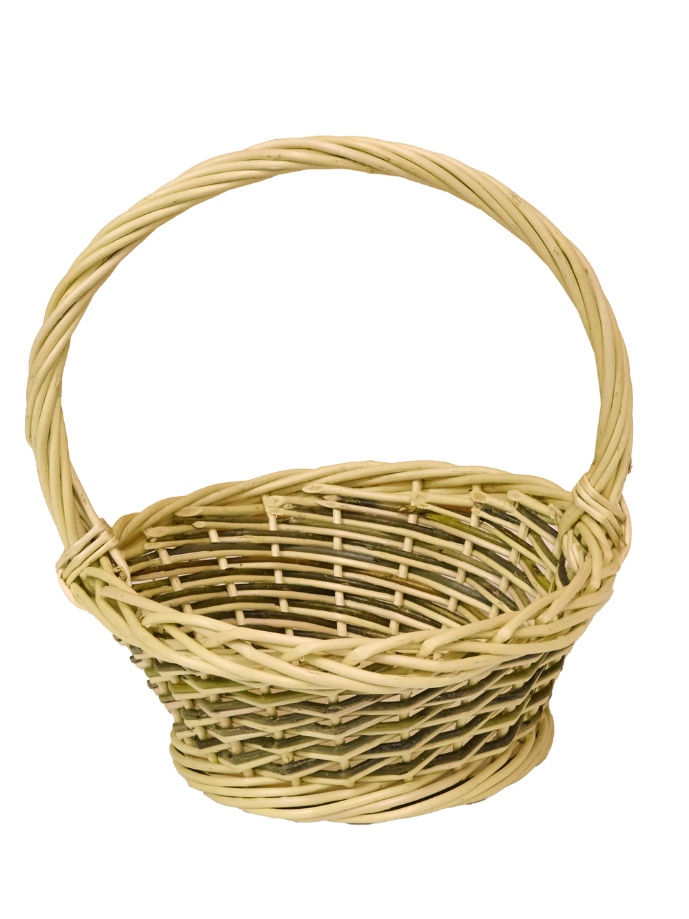 Корзина круглая подарочная для цветов, фруктов, арт. ND220GRW, диаметр 23 см, высота борта 10 см, высота с ручкой 26 см