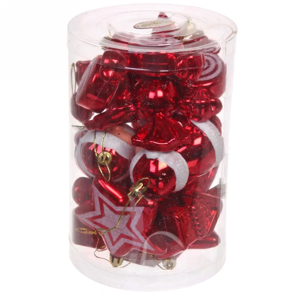 Набор украшений «С новым годом» (18 предметов), Красный