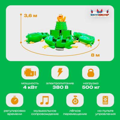 Электрическая Аттракцион карусель «Весёлые лягушата», 8×8×3,6 м