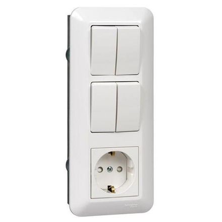 Блок СП Blanca / Прима (розетка с заземл. + 2-кл. + 2-кл. выкл.) (розн. упак.) бел. SE BK2VR-008B-BI