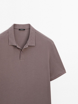 Massimo Dutti Футболка-поло из хлопка, лавандовый