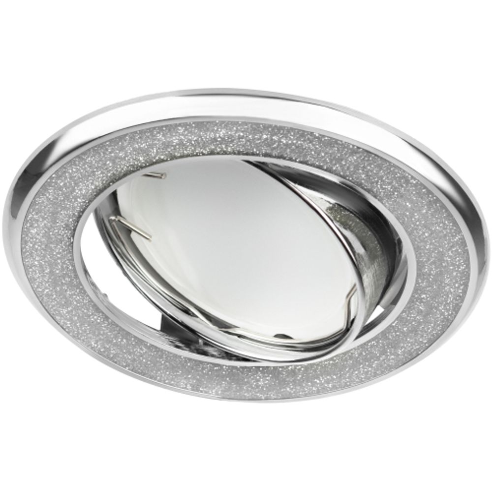 Светильник встраиваемый декоративный ЭРА DK18 CH/SH SL под лампу MR16 GU5.3 декор серебряный блеск/хром | Декоративные встраиваемые светильники