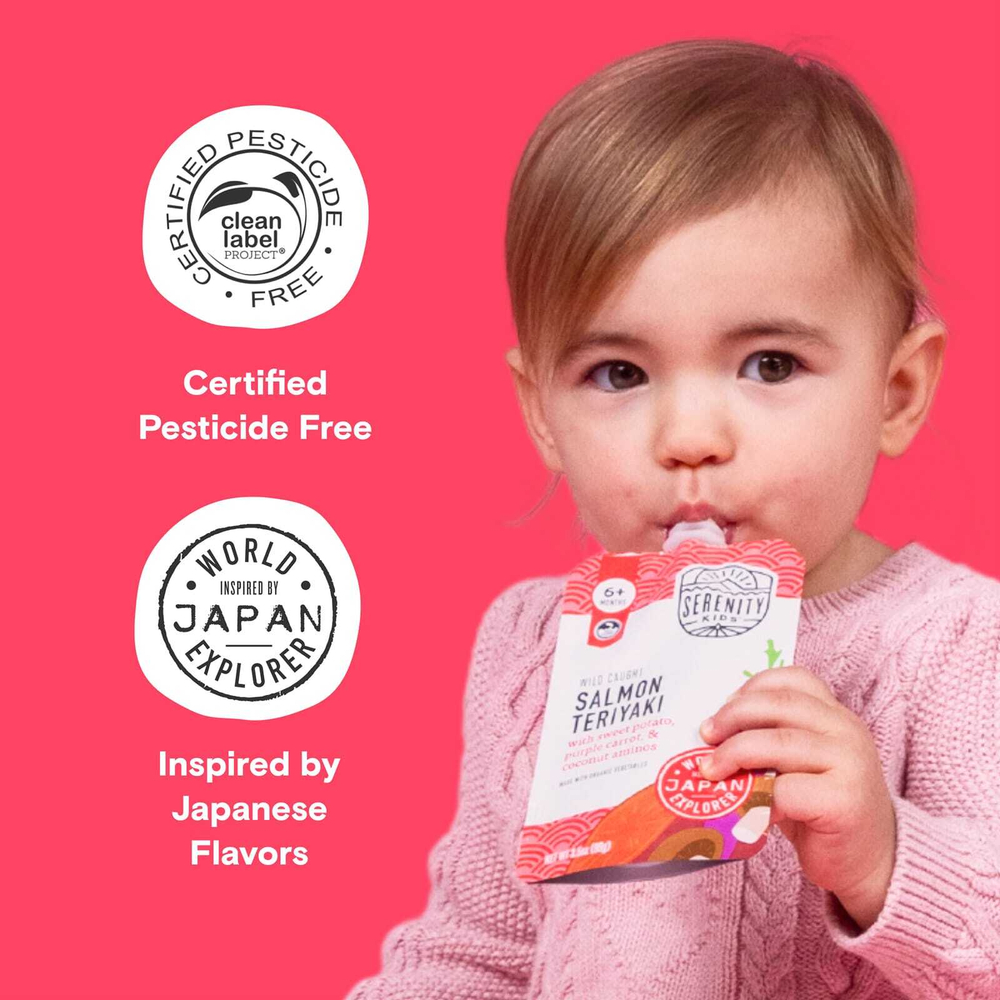 Serenity Kids, лосось терияки с бататом, фиолетовой морковью и аминокислотами из кокоса, для детей от 6 месяцев, 99 г (3,5 унции)