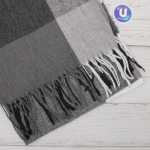 Палантин - шарф «ZIMA», принт в клетку, цвет черный/серый, 180*70см (230гр)