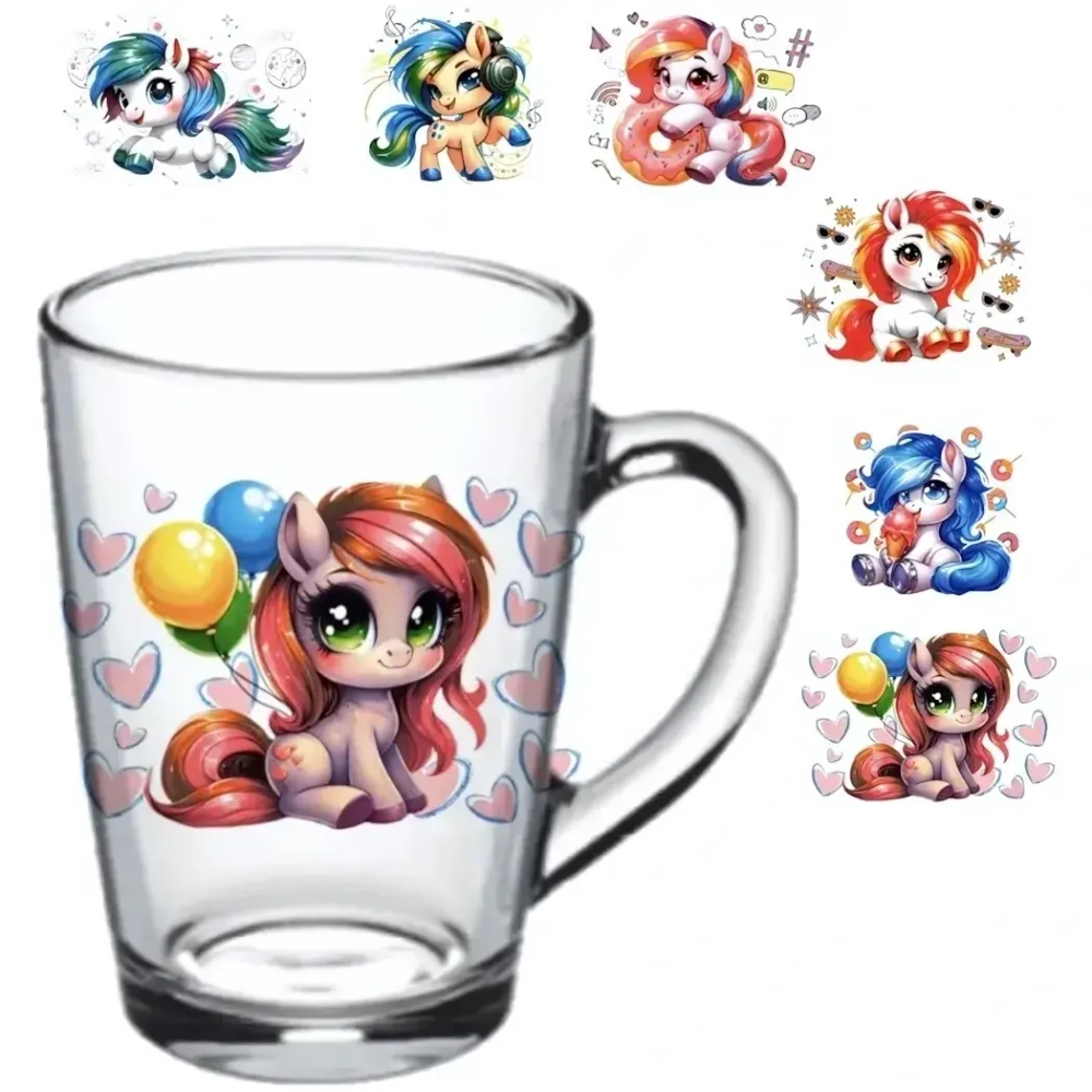 Кружка стеклянная 300мл «Милые лошадки» D1334/20