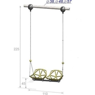 Качели двойные высотой 300 см, диаметр крепления на трубу 76 мм