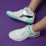 Li Ning Cushioning Breathable Slip Resistant Low top Table Tennis Training Shoes Unisex White Green