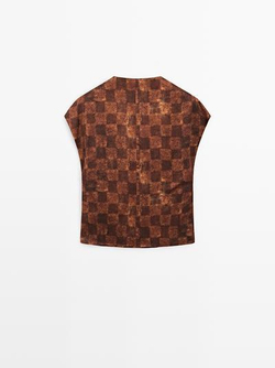 Massimo Dutti Атласный топ внахлест, металлик