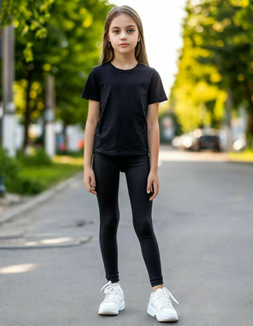 12254 Легинсы детские кулирка с лайкрой черный (84-158)