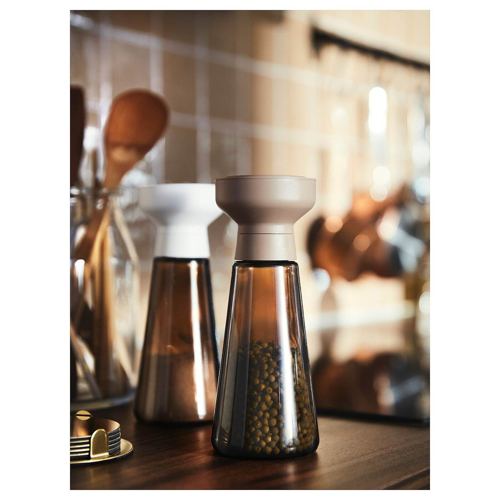 IKEA HALVTOM  (ИКЕА ХАЛВТОМ)  -  Кофемолка, стекло/коричневый, 19 см