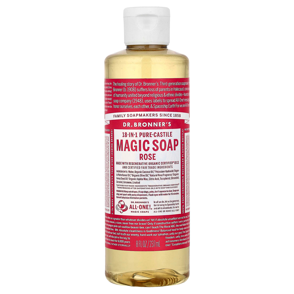 Dr. Bronner's, кастильское волшебное мыло 18 в 1, розовое, 237 мл (8 жидк. унций)
