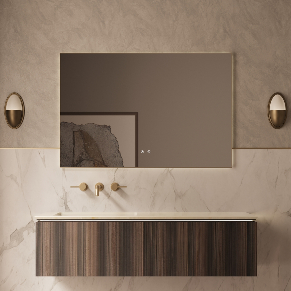 База под раковину Luxe 1400 подвесная, 2 выкатных ящика soft close, натуральный орех