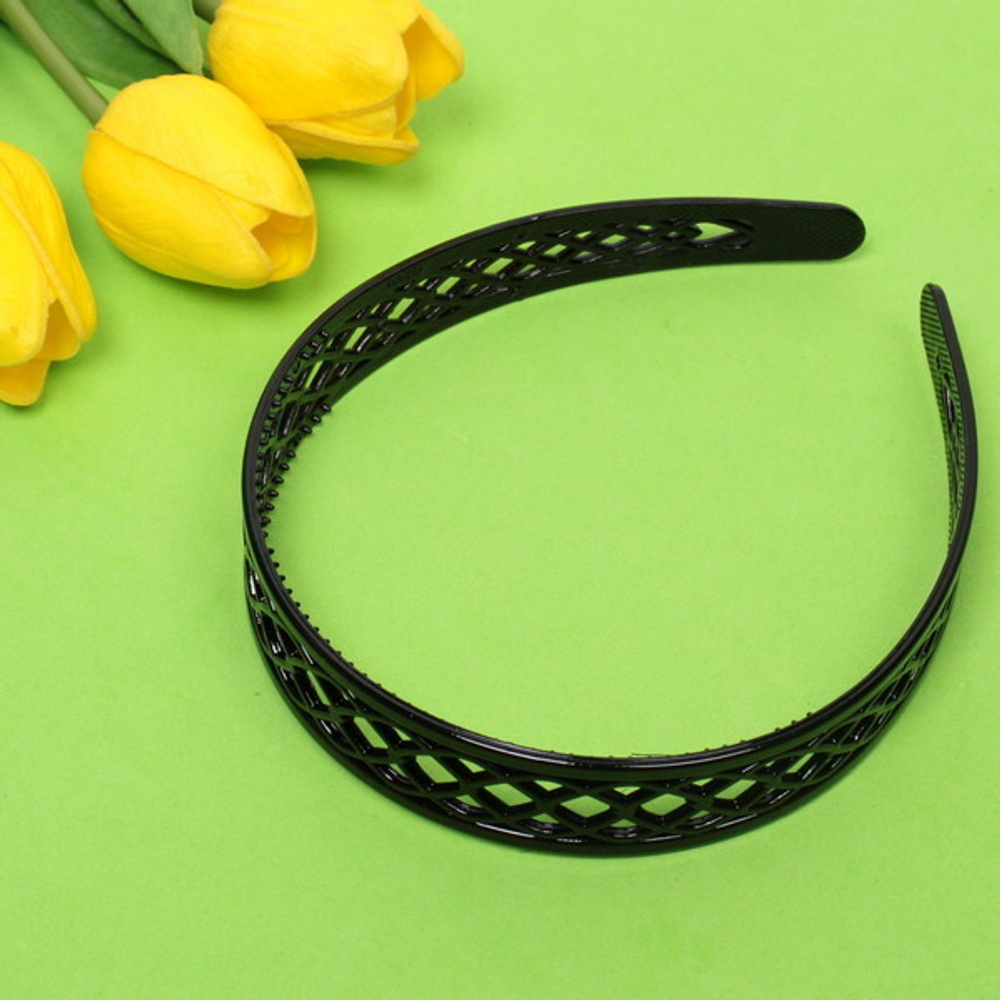 Ободок для волос пластиковый «Province - Olivia», плетёнка, цвет черный, 2,5 см