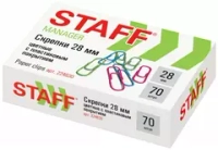 Скрепки STAFF "Manager", 28 мм, цветные, 70 шт., в картонной коробке, Россия,