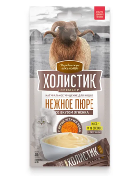 Деревенские лакомства Холистик Нежное пюре с ягненком с икрой летучей рыбы 4*10 гр