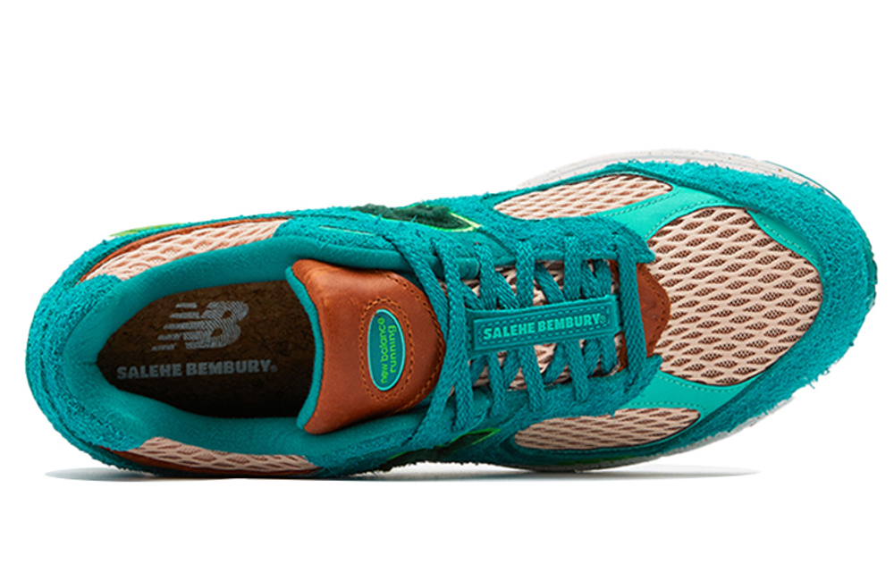 Salehe Bembury x New Balance NB 2002R comfortable and versatile fabric two-layer cowhide shock absorption, non-slip, wear-resistant, breathable, wrapping support, low-cut casual running shoes for men and women with the same style of lake green