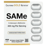 California Gold Nutrition, SAMe, дисульфат тозилат, 400 мг, 60 таблеток, покрытых кишечнорастворимой оболочкой