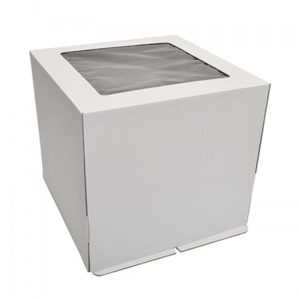 Коробка для торта с окном гофрокартон 420*420*450 мм (белая)