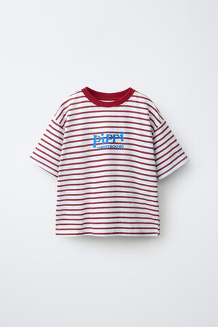 ZARA ФУТБОЛКА В ПОЛОСКУ С ПРИНТОМ PIPPI CALZASLARGAS © ASTRID LINDGREN COMPANY, СИНИЙ