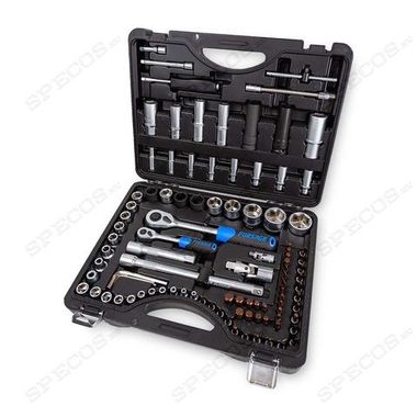 Набор инструментов Forsage 94+6пр.1/4'',1/2''(6гр.)+(головка-бита1/4'':T40,биты 5/16'':М5,6,8,10,12,14,головка 1/2''8мм,ключиГ-обр.:4,5,6мм,T20H,T25H) F-4941-5.PREMIUM