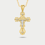 Крест православный из розового золота 585 пробы с фианитами (арт. 3144)
