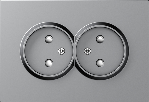 Накладка для розетки 2-й без заземления, со шторками 16A 250 В~, матовый серый, серия A07