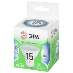 Лампа светодиодная ЭРА GREEN LINE LED MR16-15W-865-GU10 GL 15Вт софит холодный свет GU10 | Лампы cветодиодные Точечные (Софиты) (MR, PAR)